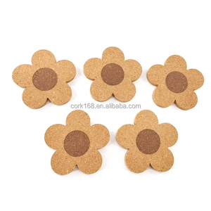 Sous-verre en liège en bois de forme de fleur de sublimation de café mignon pour la tasse d'isolation thermique de boisson - Product Image 1