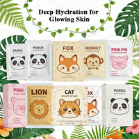 Masque facial animalier de dessin animé très populaire, masque hydratant et nourrissant pour la beauté de la peau des femmes, éclaircissant et anti-âge