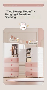 <span class=keywords><strong>Armadio</strong></span> per bambini con design a coniglio dei cartoni animati, cassetti portaoggetti, mobiletto in plastica per vestiti, colore rosa, <span class=keywords><strong>armadio</strong></span> per <span class=keywords><strong>cameretta</strong></span> da bambina - Product Image 6