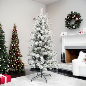 Sapin de Noël Pe Christmas Treetop 5 mètres 7,5 pieds aspect naturel épicéa 180 cm 4 pieds pin rotatif 300 cm avec neige - Product Image 1