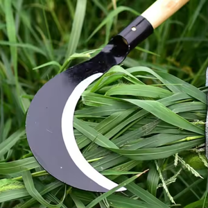 Falce in acciaio al carbonio di grado industriale con manico in legno per l'agricoltura erba riso raccolta agricoltura falce strumento - Product Image 6