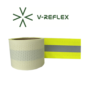 Ruban réfléchissant fluorescent <span class=keywords><strong>jaune</strong></span> argenté personnalisé, haute visibilité, respirant, perforé, ignifuge, pour vêtements de travail de sécurité FR - Product Image 1