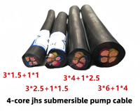 Kabel Listrik Pompa Submersible Tahan Air JHSB PVC/Karet Bulat 2 3 4 5 Inti Tembaga Kabel Daya Submersible