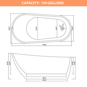 Mỹ Cổ Cupc 59 Inch Hiện Đại Sâu Ngâm Acrylic Bồn Tắm Đơn Lập Lắp Ráp Phong Cách Đứng Một Mình Xoáy Tắm Bồn Tắm - Product Image 6