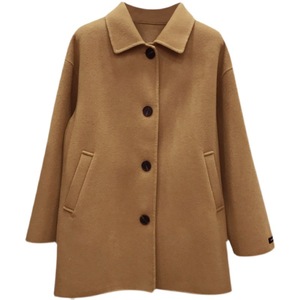 Women's Wool Coat Camel Color Medium Thickness Solid Design Winter Outerwear - Product Image 5