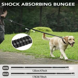 สายจูงสุนัขแบบ Bungee พร้อมตัวล็อคแบบปลดเร็ว สายจูงสุนัขแบบ Heavy Duty Tactical พร้อมหูจับบุนวม 2 จุด และตัวล็อคแบบคาราไบเนอร์โลหะ - Product Image 6