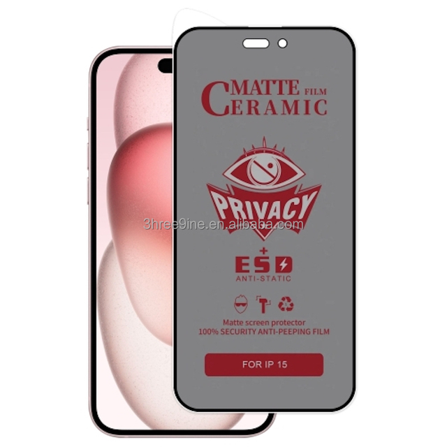 OEM Matte Privacy Ceramic Anti-Peeping Anti-Spy 9H Hardness Anti-Static Screen Protector for 13 14 15 Pro