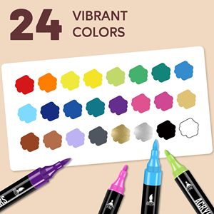Wholesale Customization 82 Colors Water Based Permanent Dual Tip Oblique Flat Acrylic Marker Pen for <b>Rock</b> Wood Ceramic Fabric - Product Image 2
