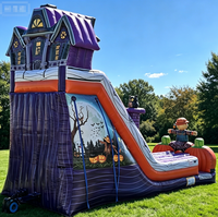 Toboggan gonflable géant à thème citrouille d'Halloween, nouveau design, toboggan gonflable rebondissant, toboggan commercial, location pour parc d'attractions extérieur pour enfants