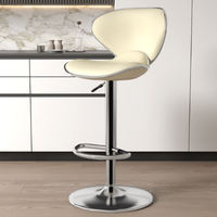 Tabouret de bar pivotant stable en cuir PU gris de luxe moderne, tabourets de comptoir de cuisine, chaise de salle à manger, chaises de bar hautes, restaurant, café