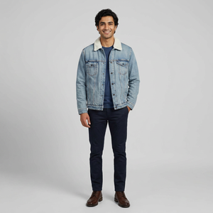 Nouvelle Veste en Jean Grande Taille pour Homme, Style Décontracté, Respirante, Tendance, Unie, Col Montant Personnalisé, Logo Avant, Coupe-Vent, à Capuche, Vintage - Product Image 1
