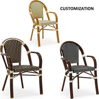 Chaise et table de bistrot français Café d'extérieur Mobilier de salle à manger Fauteuils de jardin en rotin noir