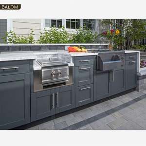 BALOM Modern Stainless Steel <b>Outdoor</b> Kitchen <b>Cabinet</b> With BBQ Charcoal Gas Grill - Product Image 5