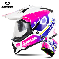 Nouveau casque de moto tout-terrain intégral SOMAN M10 ECE22.06 ABS avec boucle à dégagement rapide, compatible avec les lunettes, unisexe, toutes saisons