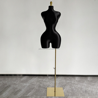 Mannequin ajustable en tissu noir, demi-corps, pour robe de mariée, style BBL, courbes brésiliennes, pour femme, grande taille, forte poitrine et fessier, sexy
