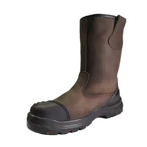 รองเท้าเซฟตี้ HRO SRC,รองเท้าหุ้มข้อป้องกันไฟฟ้าสถิตย์รองเท้า PU พื้นรองเท้ายางรองเท้าเพื่อความปลอดภัยกันน้ำ