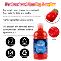 Panwenbo - Juego de Pintura Acrílica No Tóxica de 500 ml, 12 Colores, Alta Cobertura, Pigmento de Alta Capacidad, Pintura Acrílica para Artistas