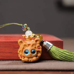 Sandalwood Carved Rabbit Sachet Pendant 2.6cm Chinese Style Phone Charm Keychain With Tassel And <b>Scented</b> <b>Balls</b> - Product Image 3