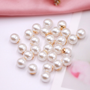 ไข่มุกเม็ดกลมสีขาวสำหรับทำต่างหู ชุบโลหะ 000602 - Product Image 1