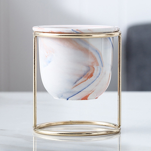 Pot de fleurs en céramique émaillée durable avec support en métal - Product Image 3