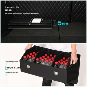 Organisateur de <span class=keywords><strong>coffre</strong></span> de <span class=keywords><strong>voiture</strong></span> en cuir de luxe, boîte de rangement pliable et portable pour SUV et véhicules automobiles - Product Image 3