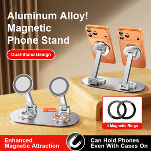 Magnetic Aluminum Alloy Dual Position 360 Rotating Adjustable Portable Foldable Desk <strong>Stand</strong> for <strong>iPhone</strong> iPad Smartphone - Product Image 2