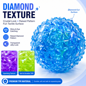 Diamond Texture Stress <b>Ball</b> Soft <b>Squeeze</b> Stress Relief Toy Assorted Colors Wholesale Novelty MXL Brand All Ages - Product Image 1