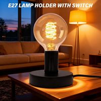 Lampe de table en fer forgé E27 standard UE avec cordon d'alimentation, interrupteur et prise, idéale pour l'éclairage décoratif de chevet, cordon de 1,8 mètre