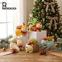 Vente en gros de pots de fleurs mignons sur le thème de Noël, animaux de Noël (Père Noël, renne, pingouin), pour la maison, le bureau, la décoration de plantes succulentes, cadeau adorable