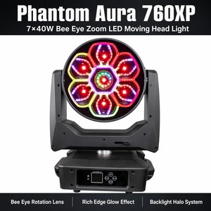Phantom <span class=keywords><strong>Aura</strong></span> 760XP 7x60W RGBW LED Bee Eye Zoom Moving Head Light DMX Beam Wash CTO para Escenario, Conciertos, Clubes, DJ - Product Image 1