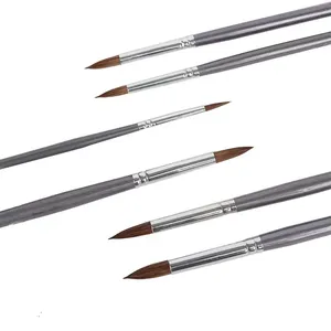 Lot de 6 pinceaux à poils de blaireau à manche long, pointus et ronds, pour peinture acrylique, gouache, aquarelle et huile – Fournitures d'art - Product Image 3