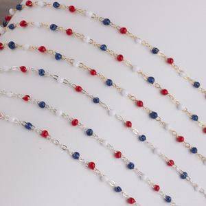 Cổ điển 14k vàng đầy trắng/đỏ/xanh đính cườm men vệ tinh chuỗi 1.5mm phẳng Cáp chuỗi Đồ trang sức mỹ phát hiện thành phần - Product Image 2