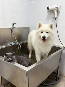 Stazione di Lavaggio per Animali Domestici in Acciaio Inox Regolabile e Antiscivolo per Cliniche Veterinarie, Negozi di Toelettatura e Cura Domestica - Product Image 5