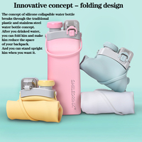 Bouteille d'eau portable pliable en silicone, anti-fuite, légère, 600 ml, écologique, personnalisable en usine, pour adultes, école, sport