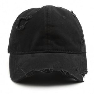 Unisex Fashion Denim Solid Color Baseball Cap with Old Hole Design and Washed Finish for Four Seasons Outdoor <b>Sunscreen</b> Use - Product Image 2