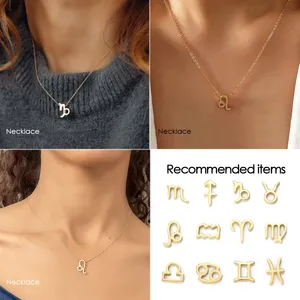 EManco - Colgantes de Acero Inoxidable <span class=keywords><strong>con</strong></span> 12 Signos del Zodiaco para Mujer, Color Oro de 14K, Estilo Clásico, Diseño Geométrico, para Hacer Collares y Pulseras - Product Image 3