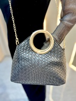 Pochettes de soirée élégantes pour femmes, sacs à main de cérémonie avec chaîne, sacs à bandoulière en cuir PU tressé, sacs seau à poignée ronde