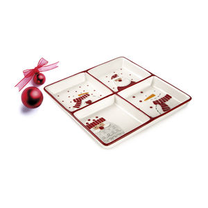 Plato de Cerámica Excelsa Multicolor con Diseño de Muñeco de Nieve, 4 Compartimentos, 198xH3x19,8 cm, Vajilla y Decoración para Fiestas - Product Image 3