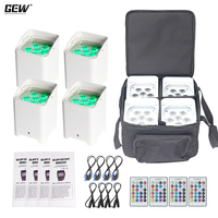 Paquete de 4 Luces LED Recargables a Batería, Par Can 6x18w RGBWA UV 6en1, Control DMX, Control Remoto por Wifi y Aplicación, con Bolsa de Transporte