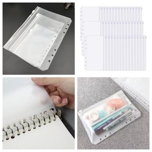 Vente en gros de limes transparentes étanches en <span class=keywords><strong>plastique</strong></span> PVC A6, <span class=keywords><strong>pochette</strong></span> à fermeture éclair, 6 anneaux, feuilles mobiles, <span class=keywords><strong>classeur</strong></span> - Product Image 2