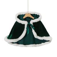 Neuheiten Weihnachtsthema Plüsch Damen Schal Rot-Grüner Umhang Weihnachts-Cape Cosplay Kostüm Weihnachtsmantel Damen Kapuzenponcho