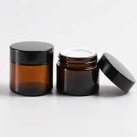 Ventes en gros de pots cosmétiques en verre ambré avec couvercles en aluminium, contenants de soin de la peau protecteurs contre la lumière, 5g-150g