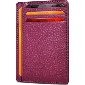 Porte-cartes fin en PU violet, portefeuille minimaliste unisexe, fermeture ouverte, longueur courte, motif géométrique - Product Image 3