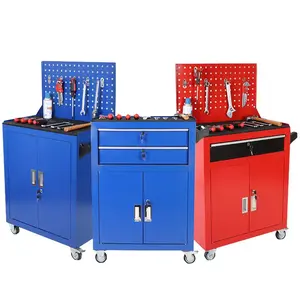 Workshop Metal Drawer Tool Trolley tool Cabinet Steel Tool Cabinet Storage Cabinet With Hooks And Plastic Boxes