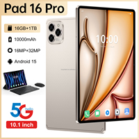 Tablet PC High Performance Pad 16 Pro 10.1 inci 16GB+1TB Android 15 Wi-Fi GPS Face Unlock Dual SIM Global 5G