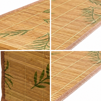 Chemin de table en bambou 180 cm, chemin de table tissé à motif de feuilles, décoration de table à thé, vente en gros OEM, chemin de table en bambou