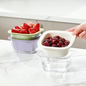 Bol de lavage et d'égouttage double couche pour fruits et légumes, passoire en PET, mini panier d'égouttage en plastique pour aliments - Product Image 5