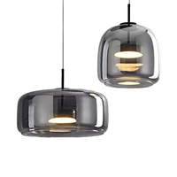 Luminaire suspendu moderne de luxe en verre noir et fer Petit lustre à LED 3500K blanc chaud Garantie de 2 ans Décoration intérieure Chambre à coucher Hôtel