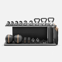 Ensemble d'équipements de fitness en bois de noyer noir de luxe, haltères et kettlebells en bois pour hôtel, maison, salle de sport privée