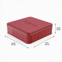 Boîte à biscuits carrée rouge personnalisée avec logo, en métal et fer blanc, avec couvercle, pour emballage cadeau de biscuits et bonbons